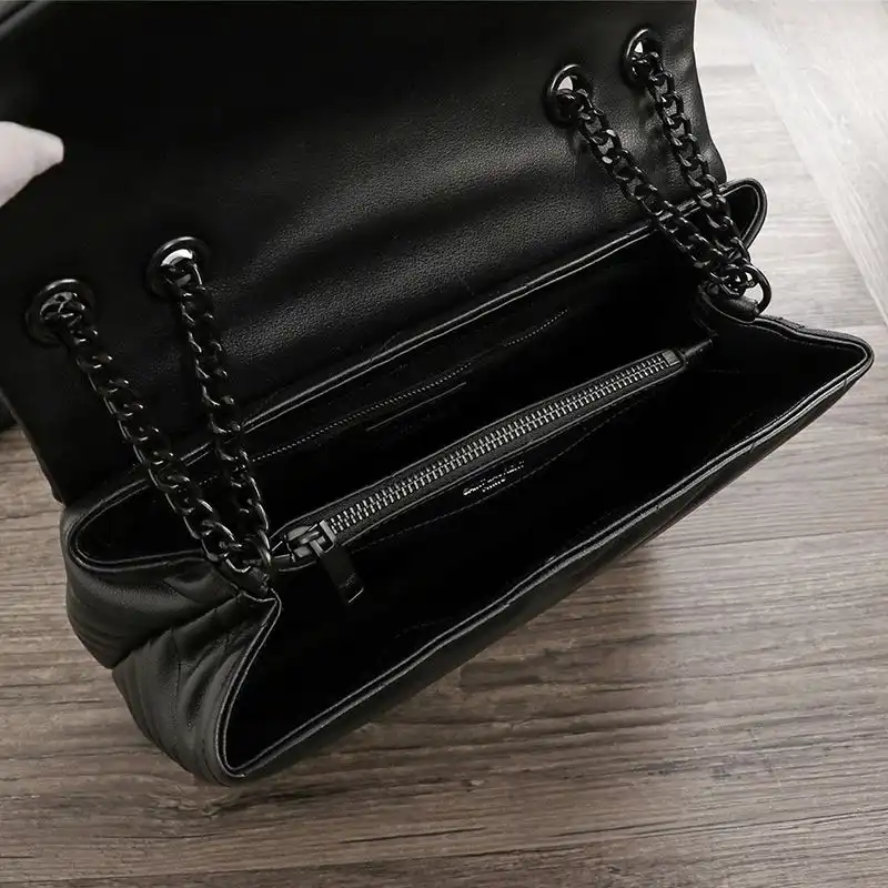 CHEAP Saint Laurent Medium Loulou Chain Bag In Y Matelasse Leather Black