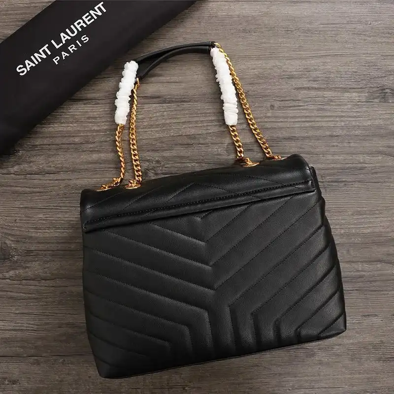 CHEAP Saint Laurent Medium Loulou Chain Bag In Y Matelasse Leather Black Gold