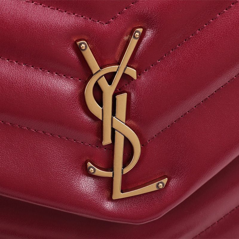 Saint Laurent Medium Loulou Chain Bag In Y Matelasse Leather Red Gold