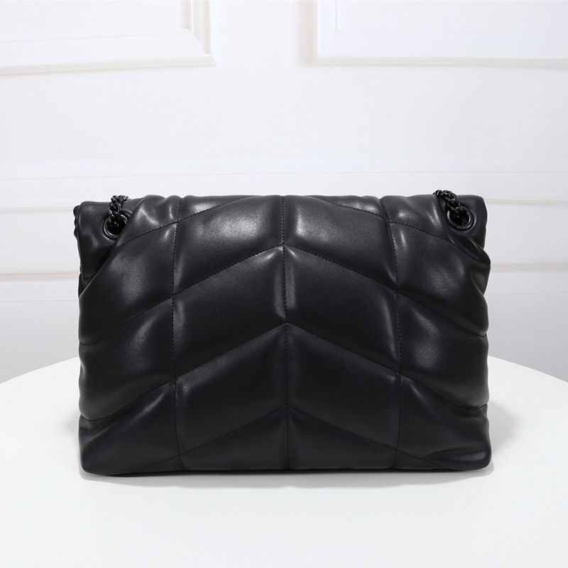 Saint Laurent Medium Loulou Puffer Bag In Quilted Lambskin Black