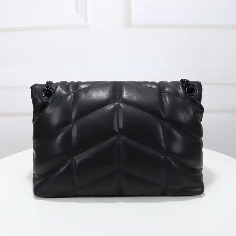 CHEAP Saint Laurent Medium Loulou Puffer Bag In Quilted Lambskin Black