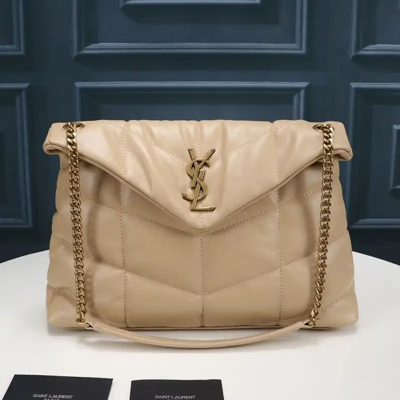 Saint Laurent Medium Loulou Puffer Bag In Quilted Lambskin Apricot Gold