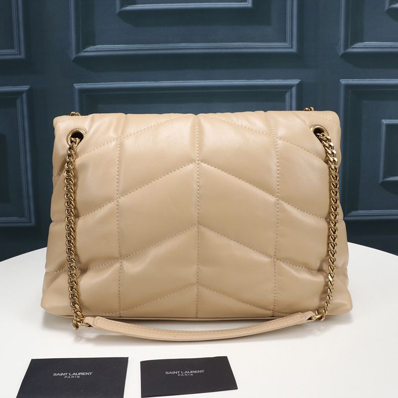 Saint Laurent Medium Loulou Puffer Bag In Quilted Lambskin Apricot Gold