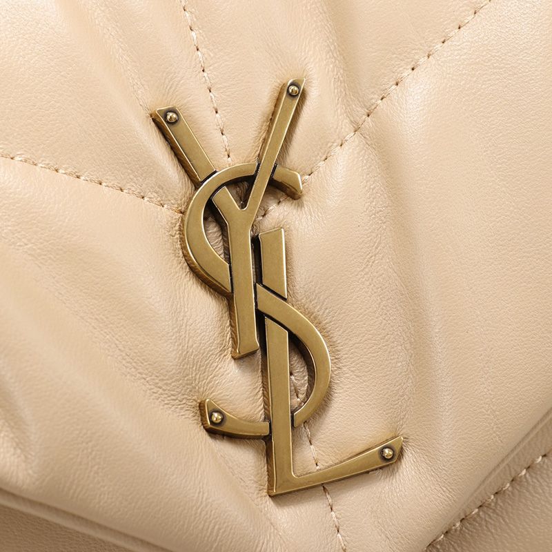 Saint Laurent Medium Loulou Puffer Bag In Quilted Lambskin Apricot Gold