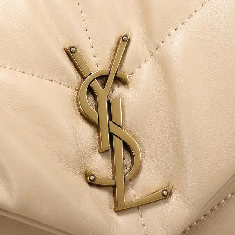 CHEAP Saint Laurent Medium Loulou Puffer Bag In Quilted Lambskin Apricot Gold