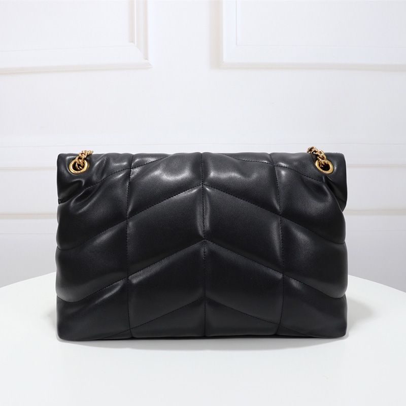 Saint Laurent Medium Loulou Puffer Bag In Quilted Lambskin Black Gold