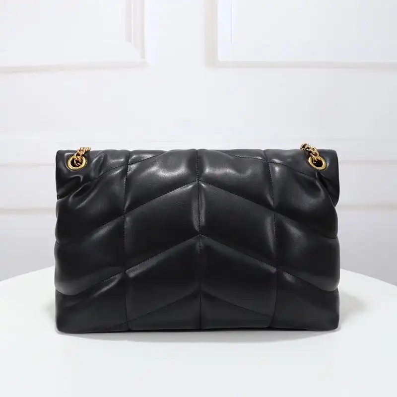 CHEAP Saint Laurent Medium Loulou Puffer Bag In Quilted Lambskin Black Gold