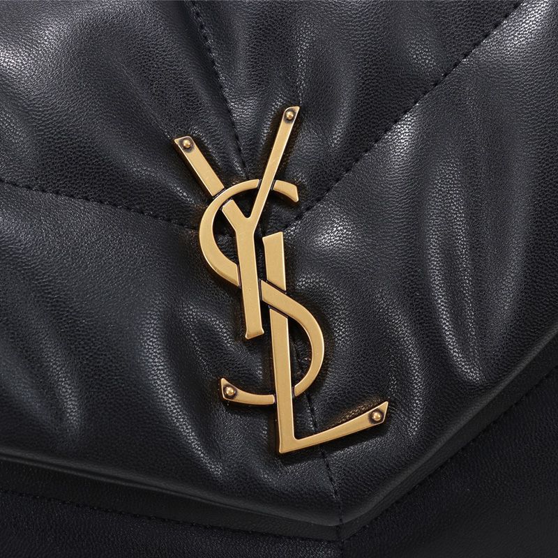 Saint Laurent Medium Loulou Puffer Bag In Quilted Lambskin Black Gold