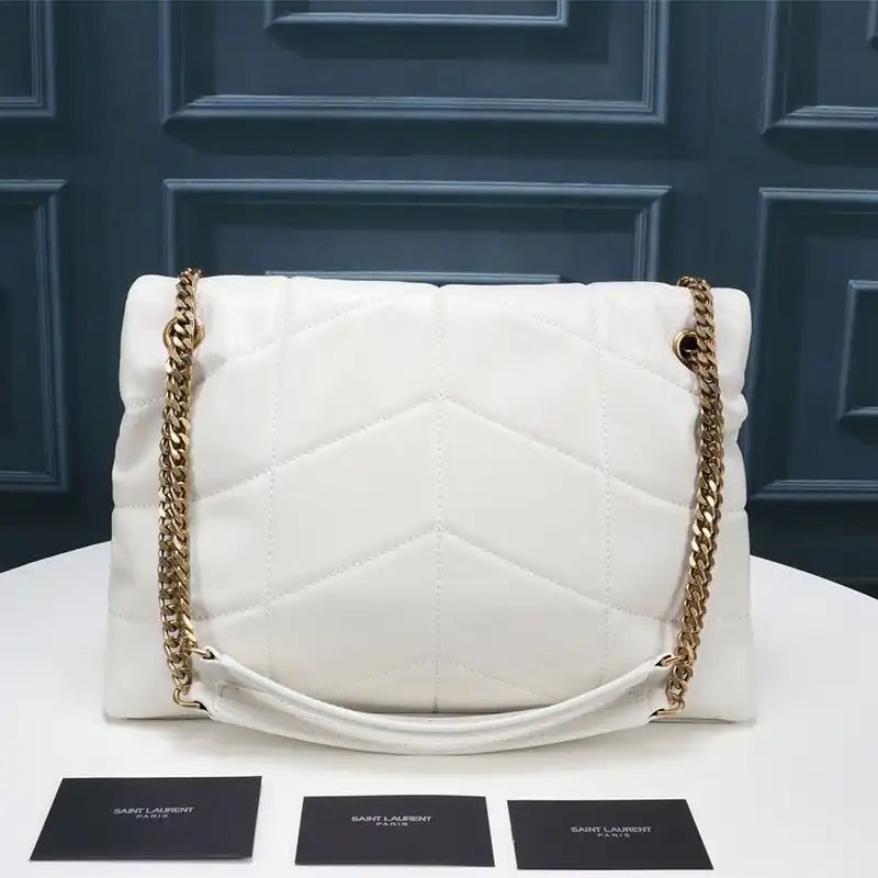 CHEAP Saint Laurent Medium Loulou Puffer Bag In Quilted Lambskin White Gold