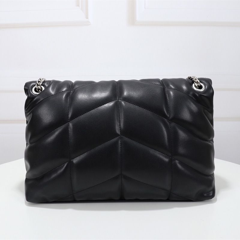 Saint Laurent Medium Loulou Puffer Bag In Quilted Lambskin Black Silver