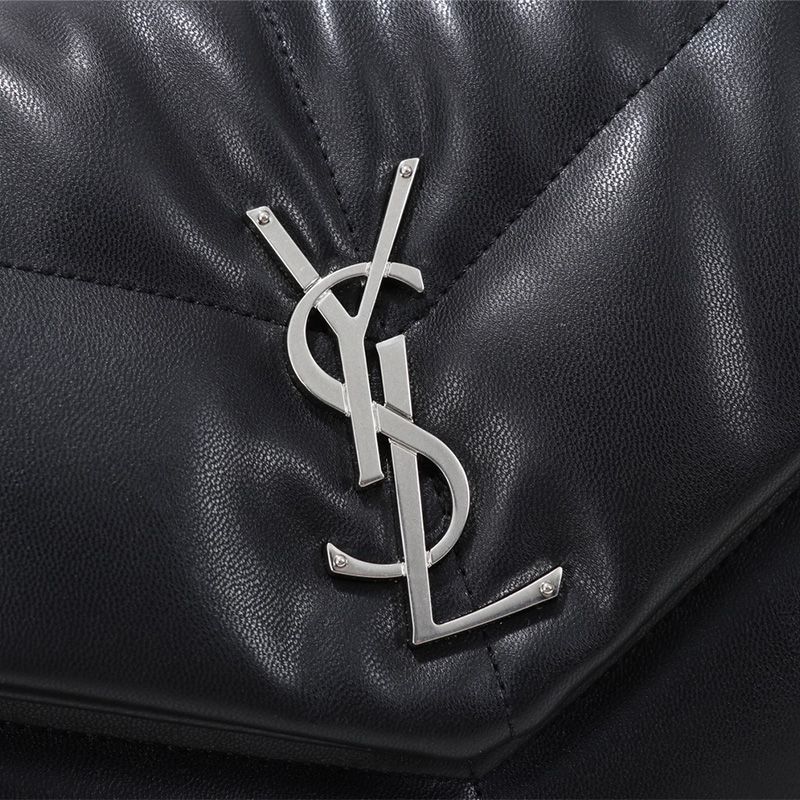 Saint Laurent Medium Loulou Puffer Bag In Quilted Lambskin Black Silver