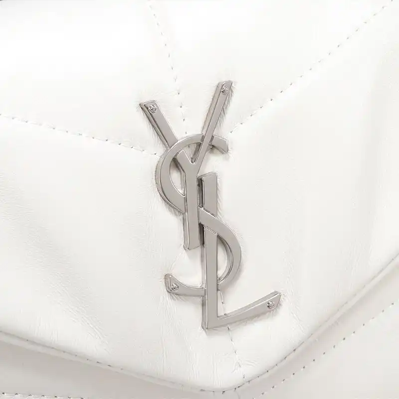 CHEAP Saint Laurent Medium Loulou Puffer Bag In Quilted Lambskin White Silver