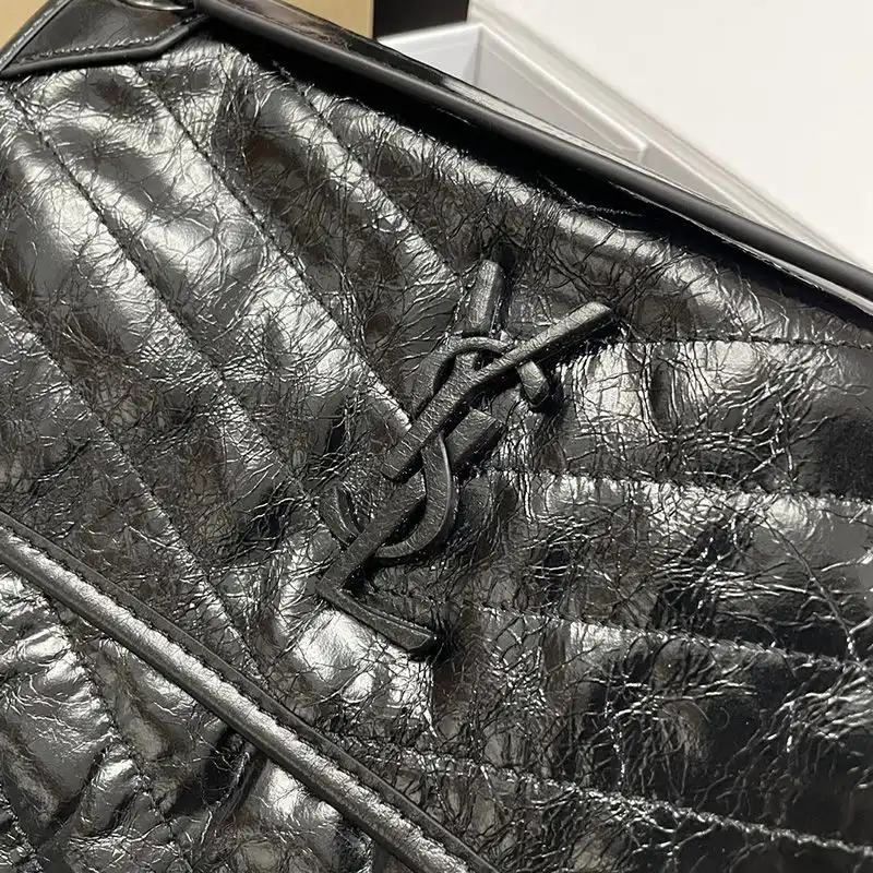 CHEAP Saint Laurent Medium Niki Chain Bag In Crinkled And Quilted Leather Black