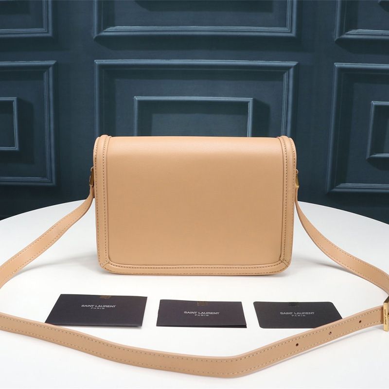 Saint Laurent Medium Solferino Satchel In Box Leather Apricot Gold