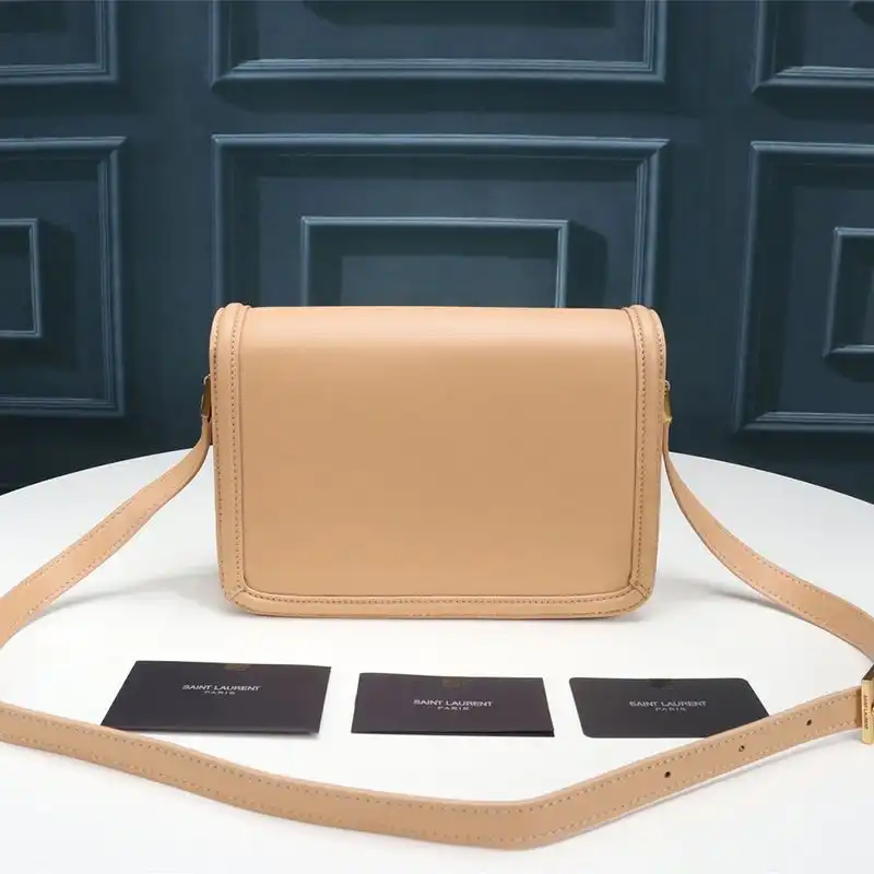 Cheap Saint Laurent Medium Solferino Satchel In Box Leather Apricot Gold