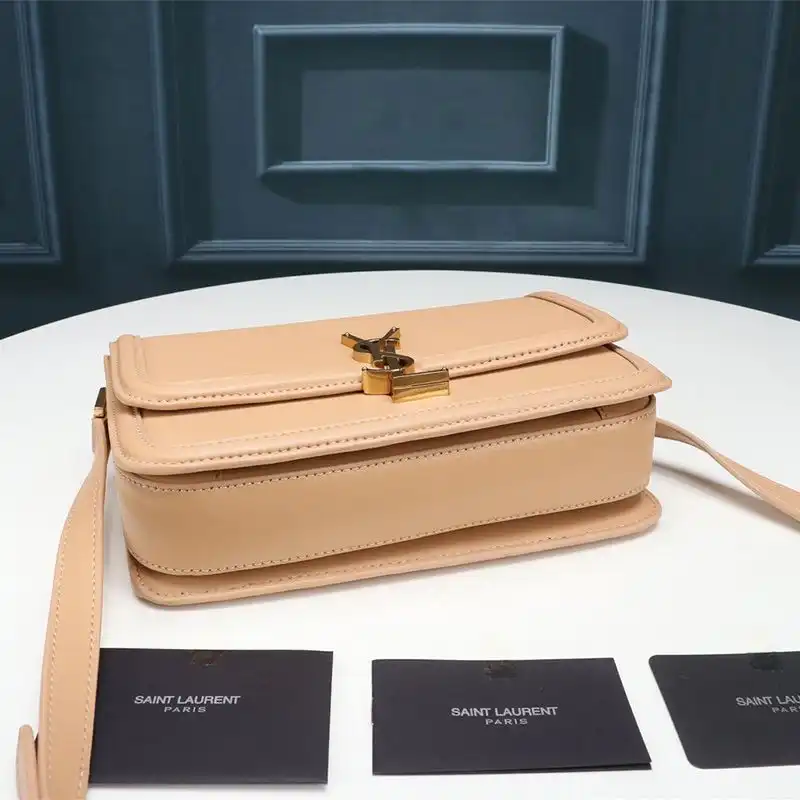 Cheap Saint Laurent Medium Solferino Satchel In Box Leather Apricot Gold