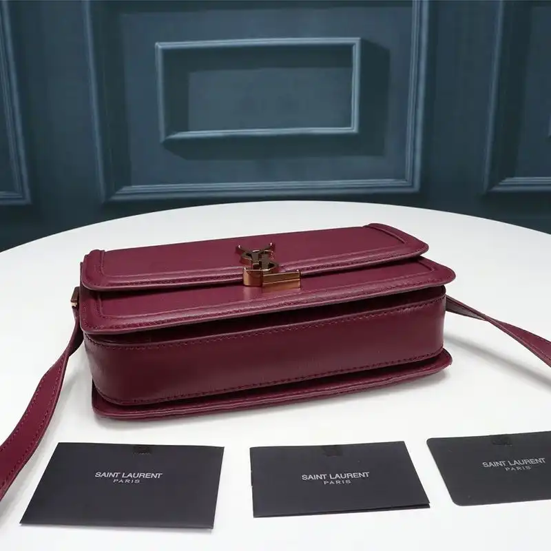 Cheap Saint Laurent Medium Solferino Satchel In Box Leather Burgundy Gold