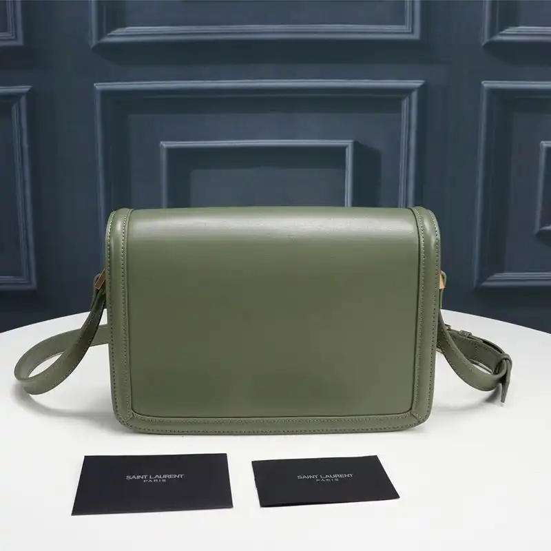 Cheap Saint Laurent Medium Solferino Satchel In Box Leather Green Gold