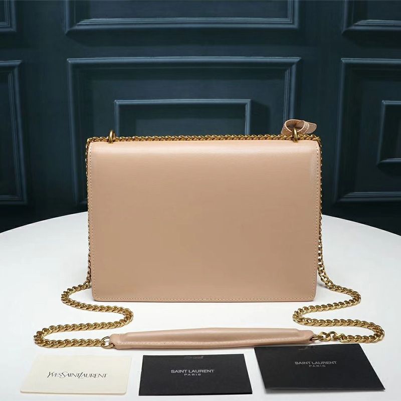 Saint Laurent Medium Sunset Chain Bag In Leather Apricot Gold