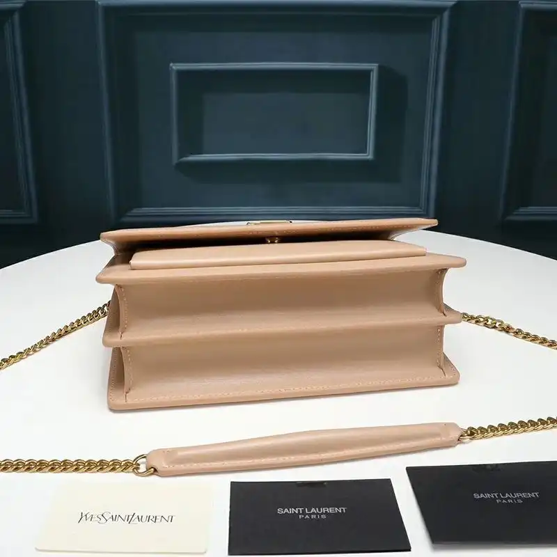 Cheap Saint Laurent Medium Sunset Chain Bag In Leather Apricot Gold