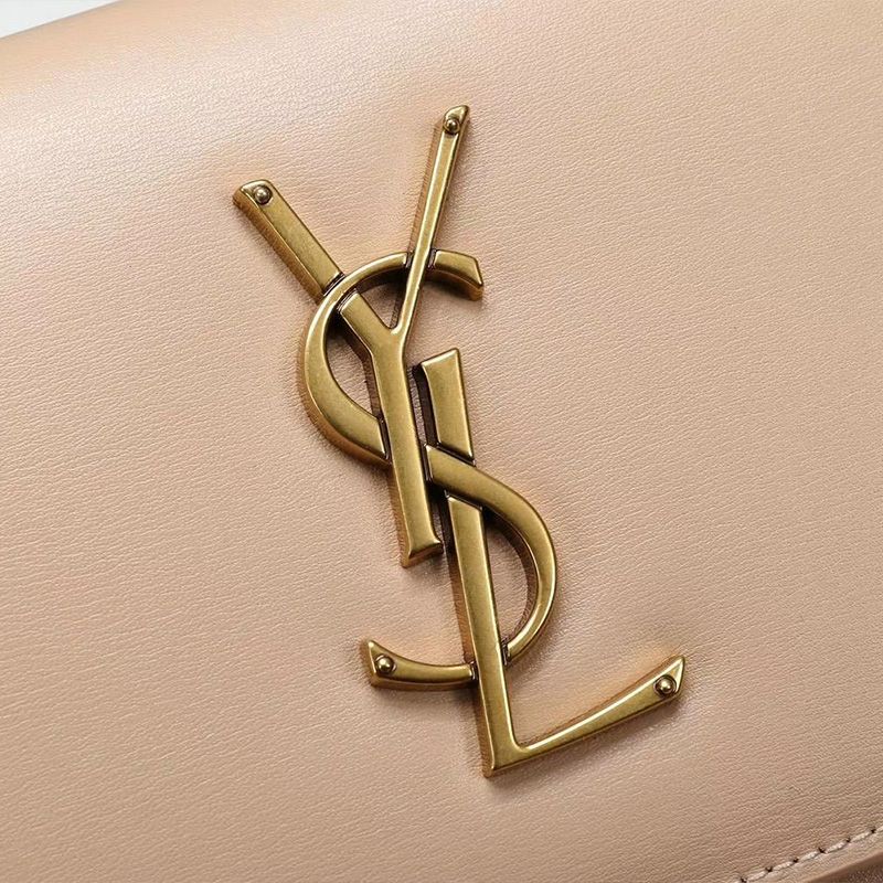 Saint Laurent Medium Sunset Chain Bag In Leather Apricot Gold