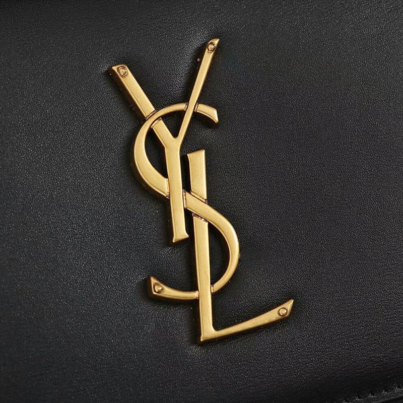 Saint Laurent Medium Sunset Chain Bag In Leather Black Gold