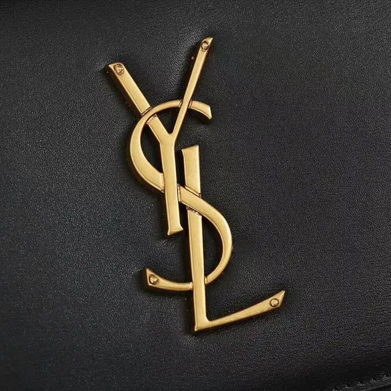 Cheap Saint Laurent Medium Sunset Chain Bag In Leather Black Gold