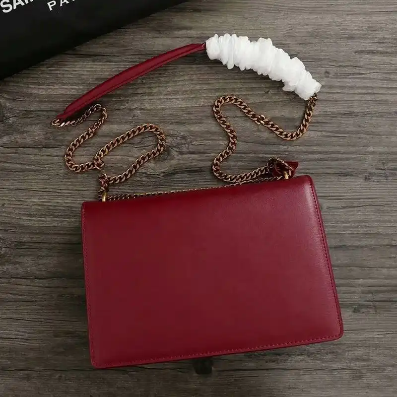 Cheap Saint Laurent Medium Sunset Chain Bag In Leather Red Gold