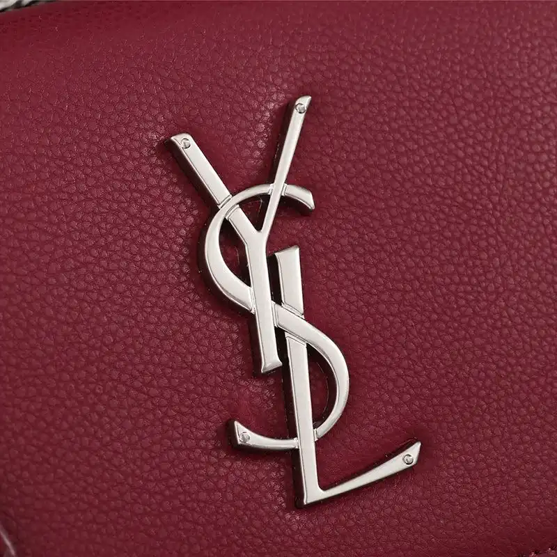 Cheap Saint Laurent Medium Sunset Chain Bag In Textured Leather Burgundy Silver