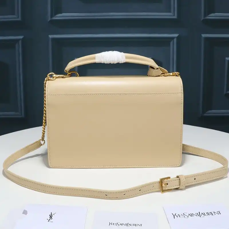 Cheap Saint Laurent Medium Sunset Satchel In Smooth Leather Apricot Gold