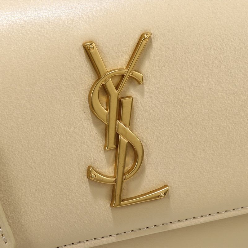 Saint Laurent Medium Sunset Satchel In Smooth Leather Apricot Gold