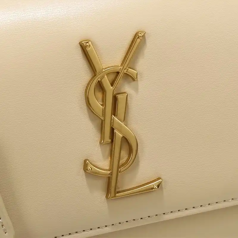 Cheap Saint Laurent Medium Sunset Satchel In Smooth Leather Apricot Gold