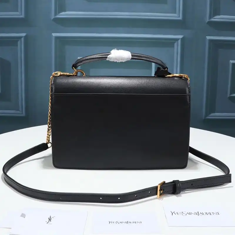 Cheap Saint Laurent Medium Sunset Satchel In Smooth Leather Black Gold