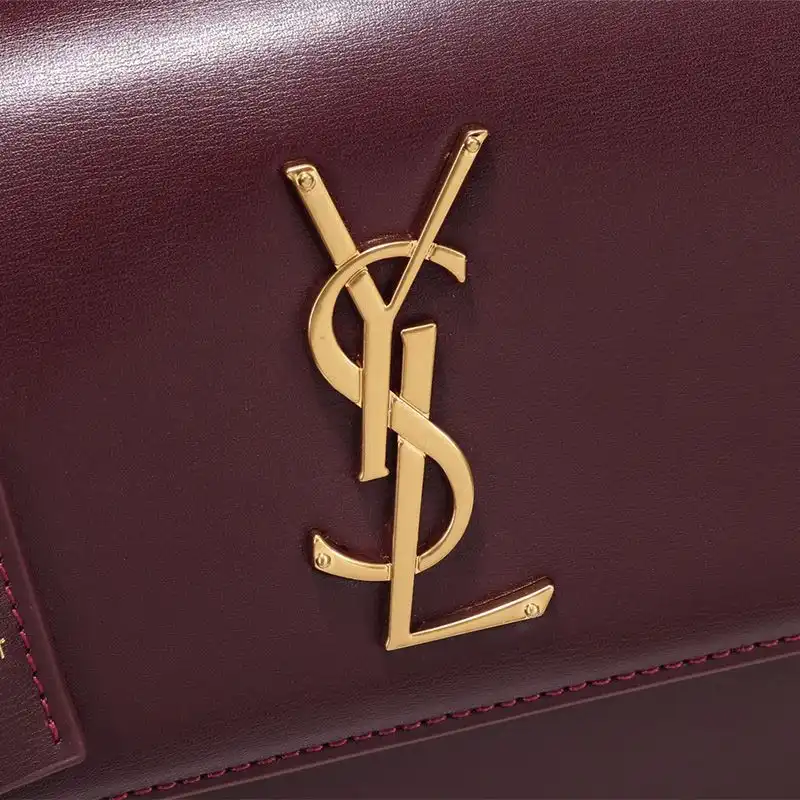 Cheap Saint Laurent Medium Sunset Satchel In Smooth Leather Burgundy Gold