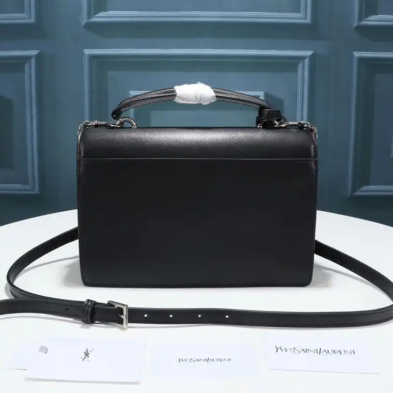 Cheap Saint Laurent Medium Sunset Satchel In Smooth Leather Black Silver