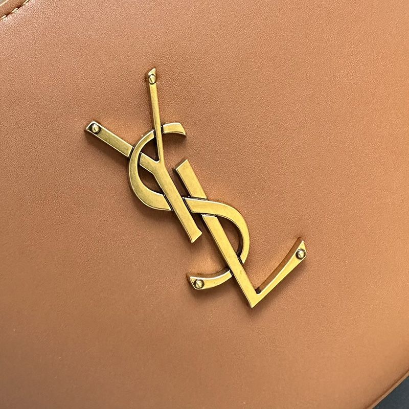 Saint Laurent Mini Celia Tote In Smooth Leather Brown Gold