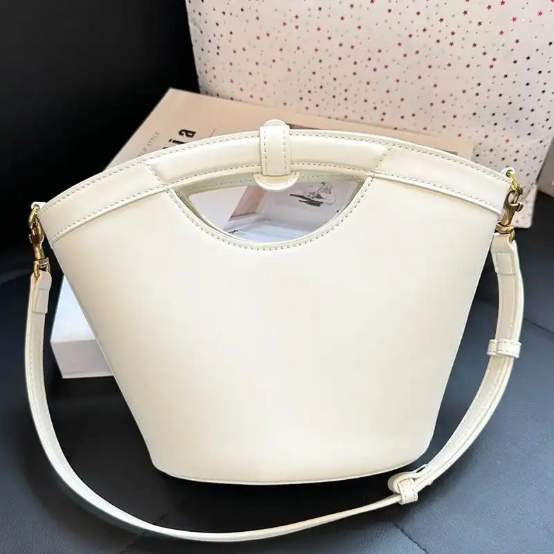 Cheap Saint Laurent Mini Celia Tote In Smooth Leather White Gold