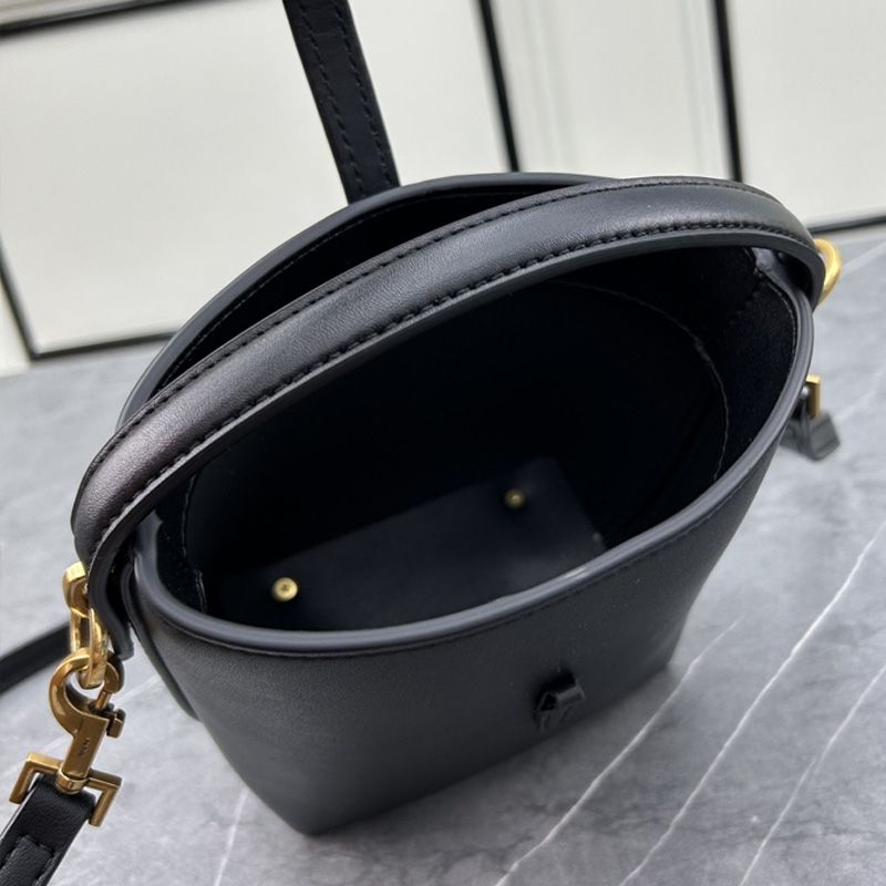 Saint Laurent Mini Le 37 Bucket Bag In Shiny Leather Black