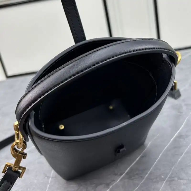 Cheap Saint Laurent Mini Le 37 Bucket Bag In Shiny Leather Black