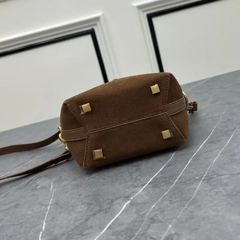 Cheap Saint Laurent Mini Le 37 Bucket Bag In Suede Brown