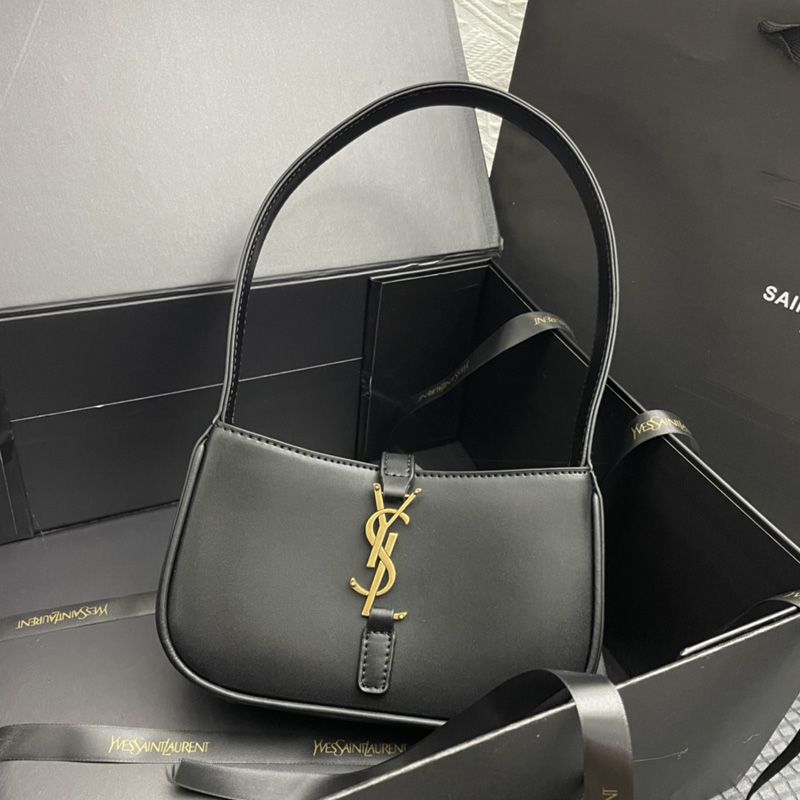 Saint Laurent Mini Le 5 A 7 Hobo Bag In Smooth Leather Black Gold