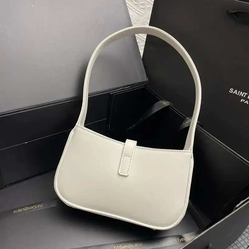 Cheap Saint Laurent Mini Le 5 A 7 Hobo Bag In Smooth Leather White Gold