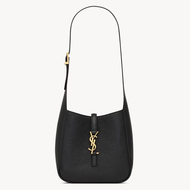 Saint Laurent Mini Le 5 A 7 Supple Bag In Grained Leather Black Gold