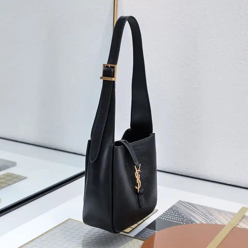 Cheap Saint Laurent Mini Le 5 A 7 Supple Bag In Grained Leather Black Gold