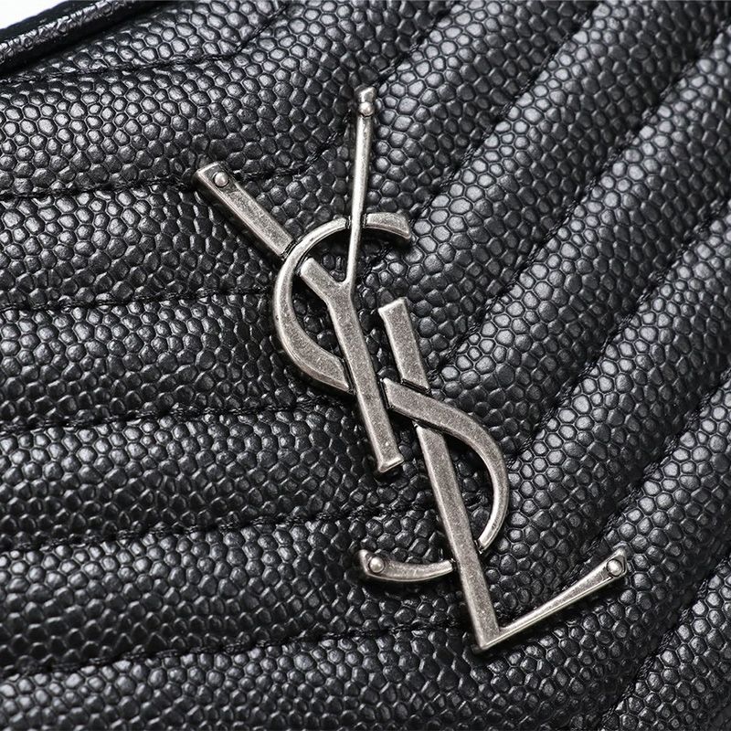 Saint Laurent Mini Lou Camera Bag In Textured Matelasse Leather Black Silver