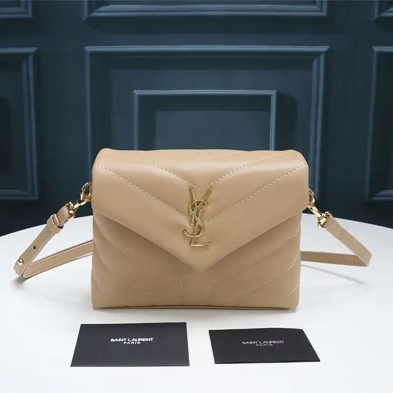 Saint Laurent Mini Loulou Toy Bag In Y Matelasse Leather Apricot Gold