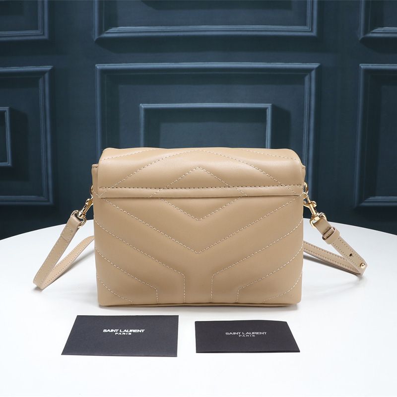 Saint Laurent Mini Loulou Toy Bag In Y Matelasse Leather Apricot Gold