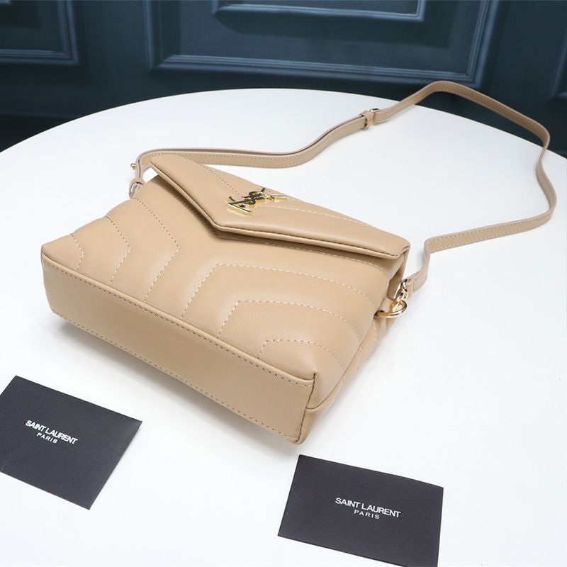 Saint Laurent Mini Loulou Toy Bag In Y Matelasse Leather Apricot Gold