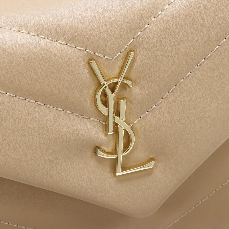 Saint Laurent Mini Loulou Toy Bag In Y Matelasse Leather Apricot Gold