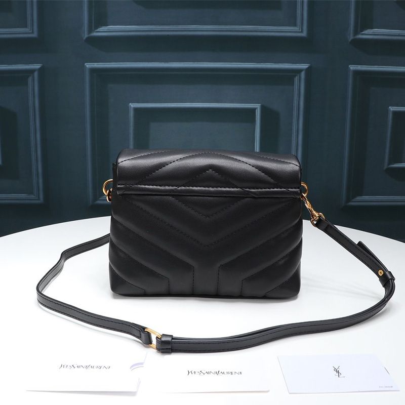 Saint Laurent Mini Loulou Toy Bag In Y Matelasse Leather Black Gold